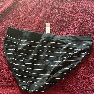 Victoria's Secret Black Bikini Panties with White Stripes